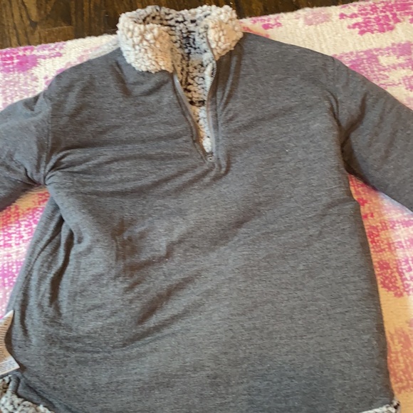 Teddy fleece half zip pull over with pockets grey - Picture 9 of 9